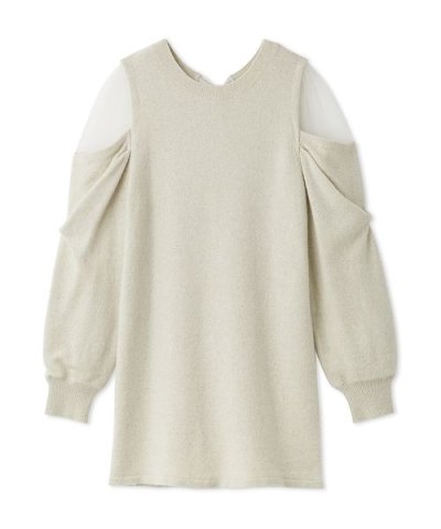 シースルーショルダーニットワンピース