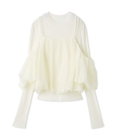 オフショルレイヤードニットプルオーバー