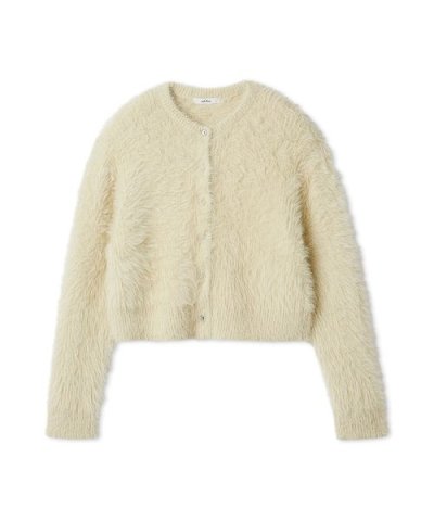 クルーネックシャギーニットカーデ