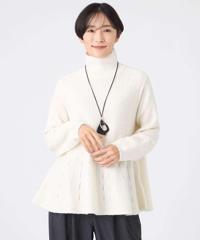 カタログ掲載】【ウォッシャブル】ブライトミックスペプラムニットプル