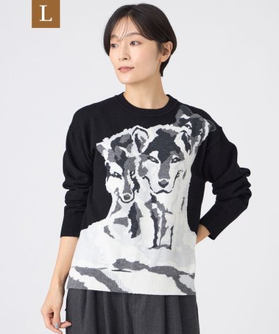 【L】【カタログ掲載】【ウォッシャブル】ウルフインターシャニットプルオーバー