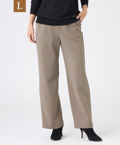 【L】【マシンウォッシャブル】バックスエードダンボールニットストレートパンツ