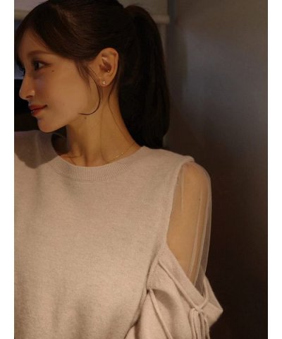 シースルーショルダーニットプルオーバー