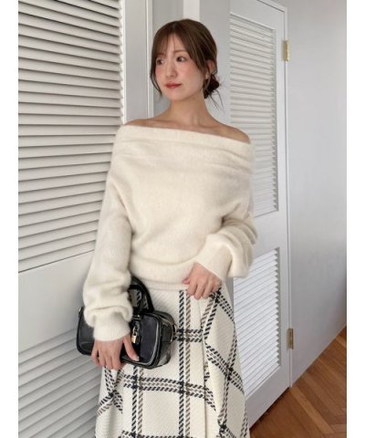 【HIGH QUALITY】フォックスカシミヤオフショルプルオーバー