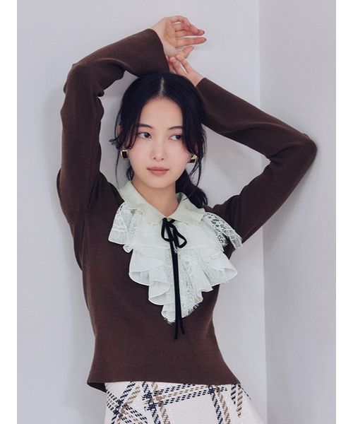 SNIDEL Sustainableレイヤードラッフルニットプルオーバー♥️新品 Sustainableレイヤードラッフルニットプルオーバー(508614733)｜阪急