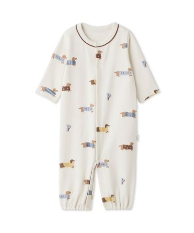 【BABY】新生児ダックスフンド柄2WAYオール