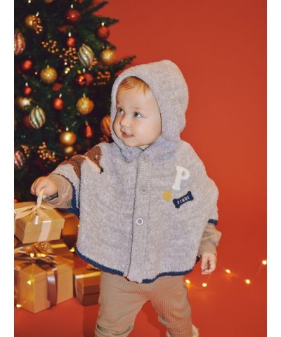 【BABY】ベビモコダックスフンドジャガードポンチョ