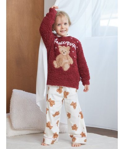 【HOLIDAY】【KIDS】ベア柄ネルロングパンツ