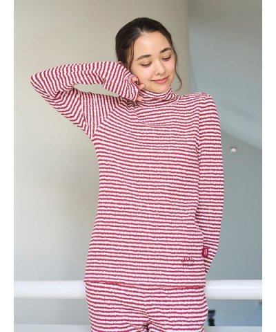 【HOLIDAY】ボーダーふくれジャガードハイネックロンT