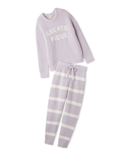 パウダーベアジャガードプルオーバー　刺繍ボーダーロングパンツ　ミントグリーン パウダーベアジャガードプルオーバー 刺繍ボーダーロングパンツ ミント