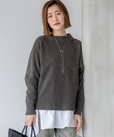 【洗える】ウールカシミヤラメ ドルマンスリーブ ニット