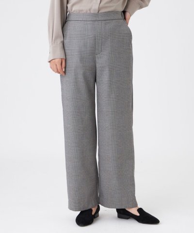 【カタログ掲載】【ウォッシャブル】ラメグレンチェックブラッシュドストレートパンツ