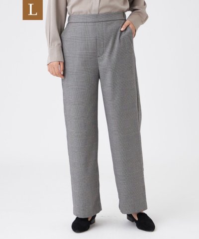 【L】【カタログ掲載】【ウォッシャブル】ラメグレンチェックブラッシュドストレート