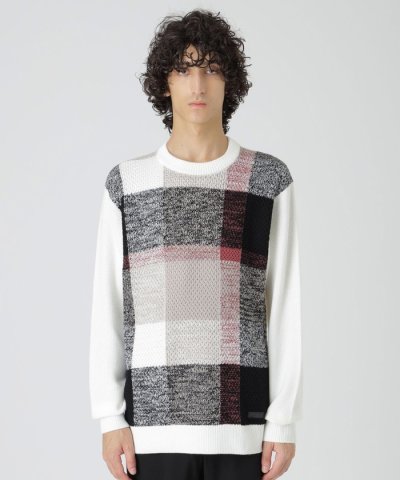 【一部店舗限定】パネルテクスチャークレストブリッジチェックニット