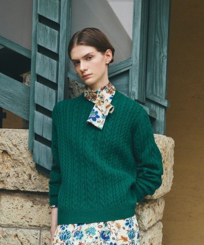 ウールカシミヤケーブル　プルオーバー