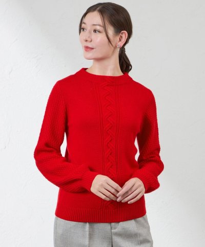 ウォッシャブルウールケーブルニット