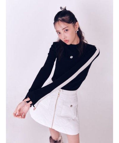 【LILY BROWN×MARY QUANT】デイジー刺繍ソフトリブニットトップ