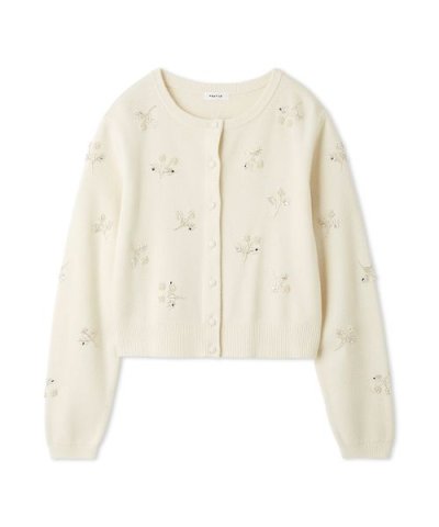 パールビジューフラワーニットカーディガン