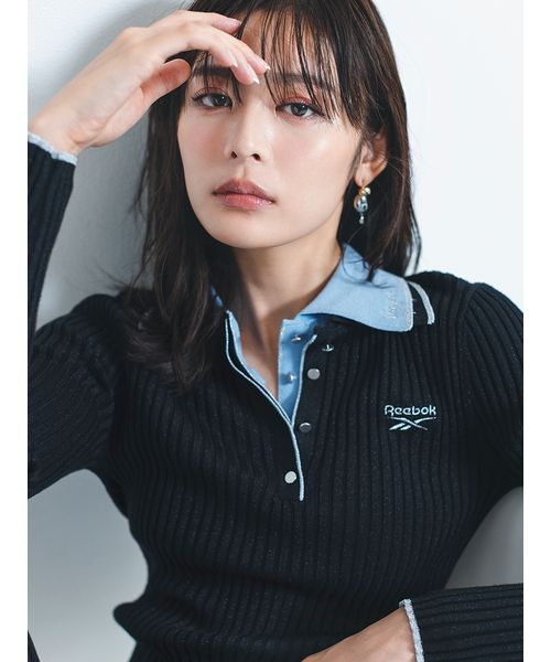 FRAYI. D 【Reebok× FRAY I. D】ラメリブポロカラーニット BLK F FRAYI. D 【Reebok× FRAY I. D】ラメリブポロカラーニット BLK F