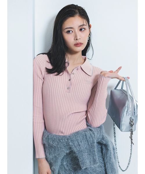 FRAYI. D 【Reebok× FRAY I. D】ラメリブポロカラーニット PNK F FRAYI. D 【Reebok× FRAY I. D】ラメリブポロカラーニット PNK F