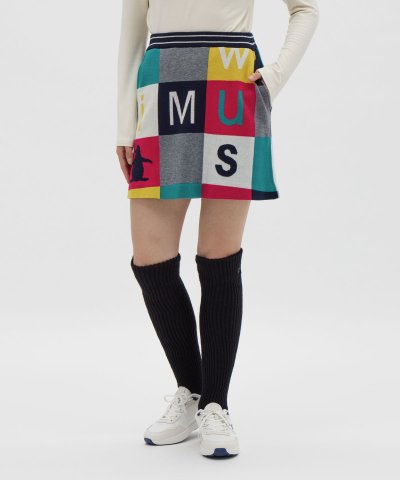 マンシングウェア Munsingwear ブロック柄ニットスカート