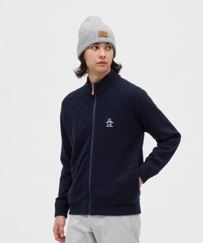 マンシングウェア Munsingwear 防風裏地付きフルジップ地柄セーター