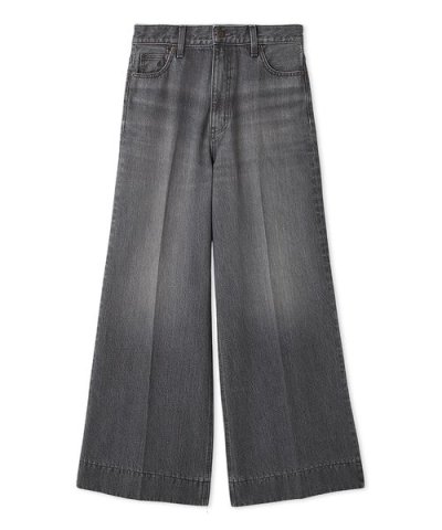 ヘムデザインセミフレアデニムパンツ