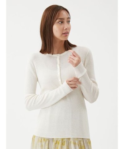 ベロアヘンリーネックリブニット