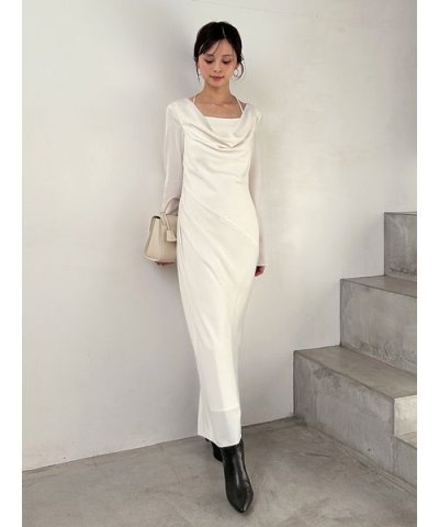 ドレープバックサテンロングワンピース