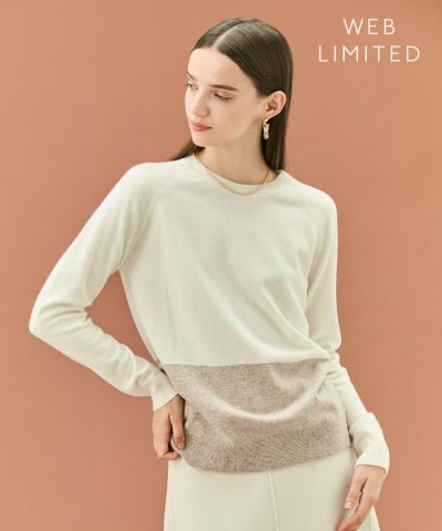【WEB限定・洗える】DEMING / バイカラーウールクルーネックニット