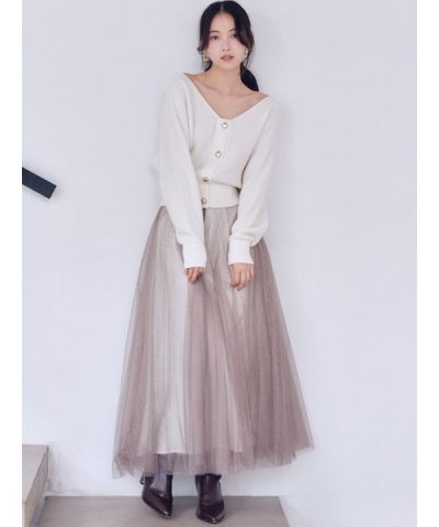 チュールスカートセットカーディガン