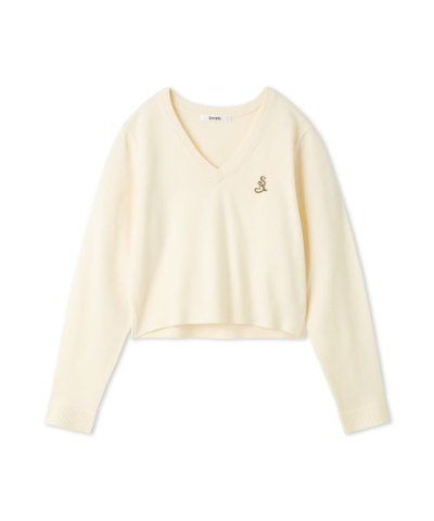 ブローチ付きニットプルオーバー