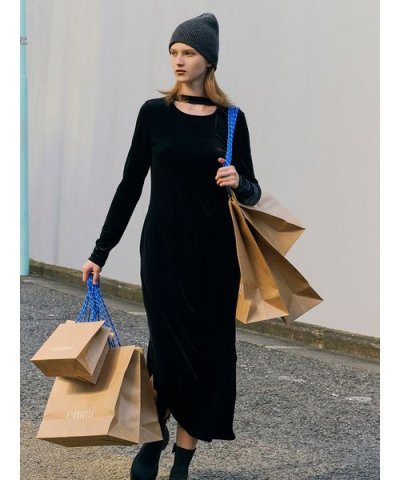 【WEB限定】ベロアスリムワンピース