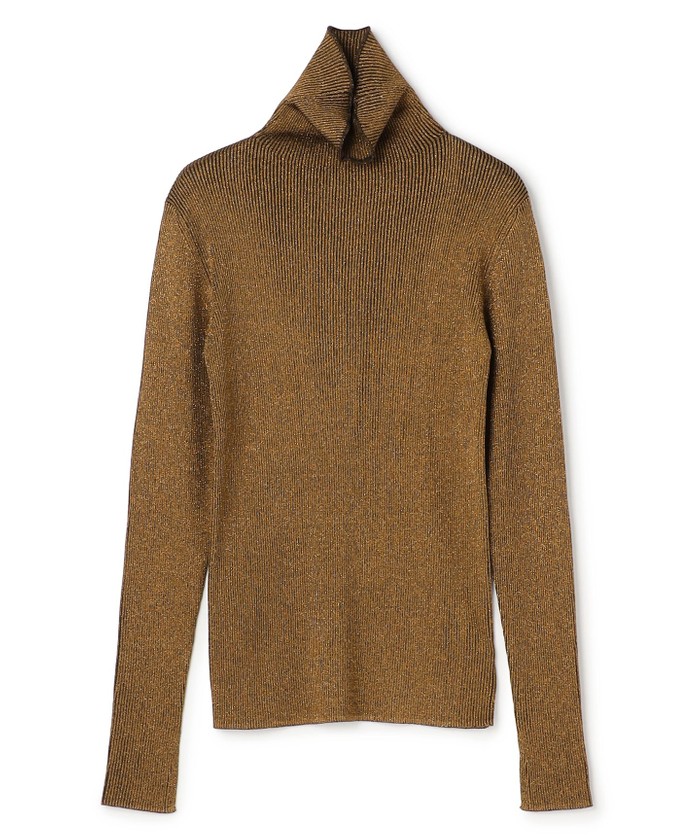 UNCRAVE 【手洗い可】ラメニット タートルトップス ブロンズ 1 UNCRAVE 【手洗い可】ラメニット タートルトップス ブロンズ 1