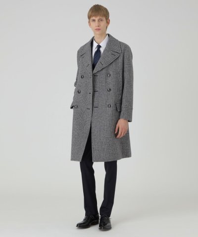 グレンチェックツイードミリタリーコート