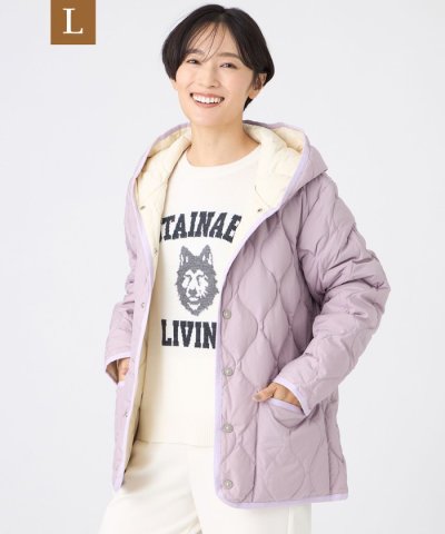 【L】【カタログ掲載】【ウォッシャブル】フーデッドキルティングダウンジャケット