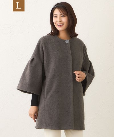 【L】ベルスリーブカーリーコート