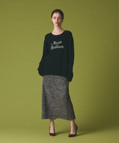 ビジューロゴニットトップ