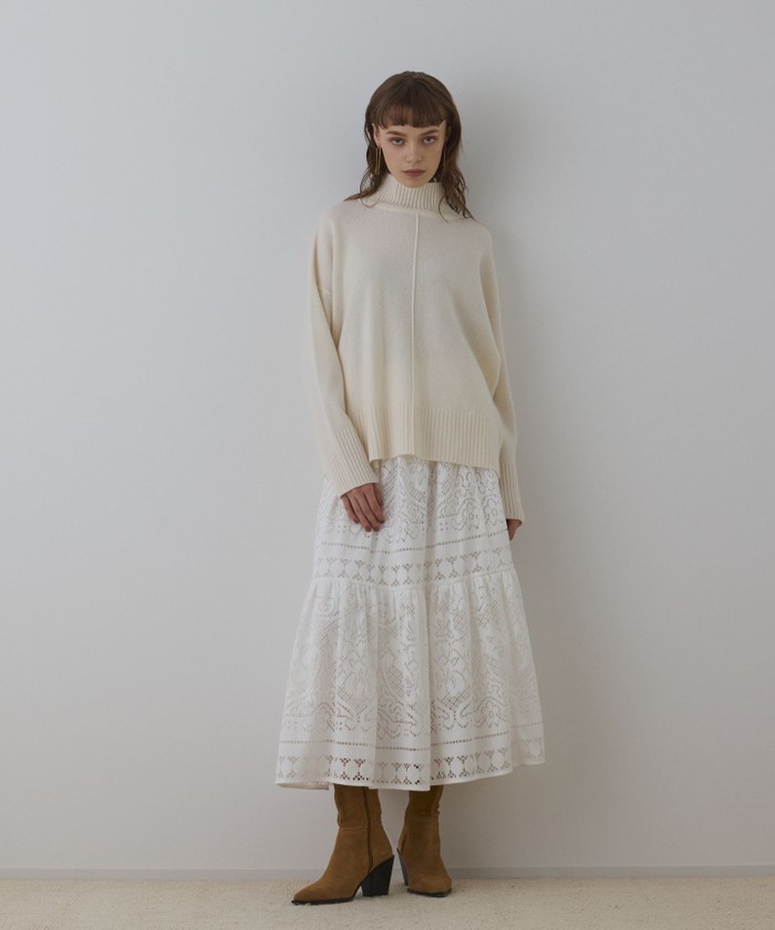 GRACECONTINENTAL レースティアードスカート ホワイト 36