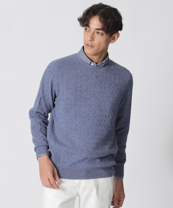 レア　1980s HOMME 麻ニットセーター メランジケーブルクルーネックセーター(508498594)｜HANKYU MEN'S