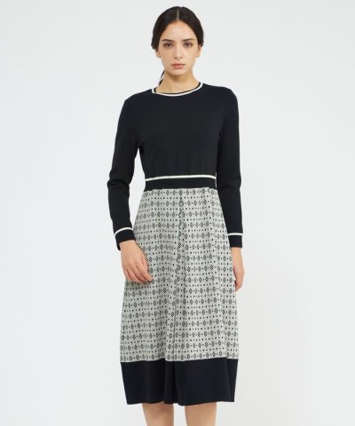 アセテートナイロンジャカード ニットワンピース