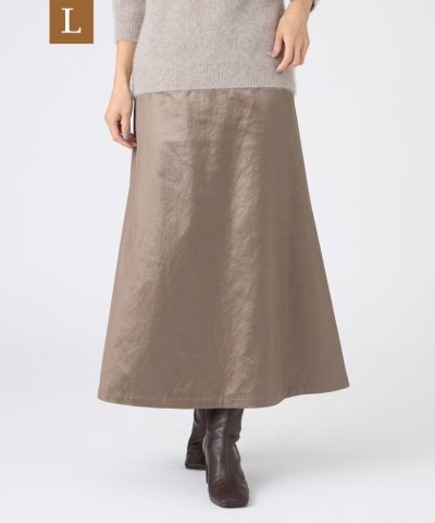 【L】【カタログ掲載】【マシンウォッシャブル】レザーライクサテンストレッチスカー