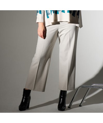 【L～4L】センタープリーツ裏起毛パンツ