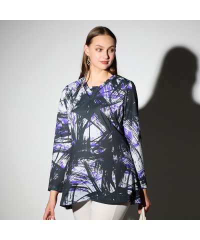 【M～４L】幾何プリントプルオーバーチュニック