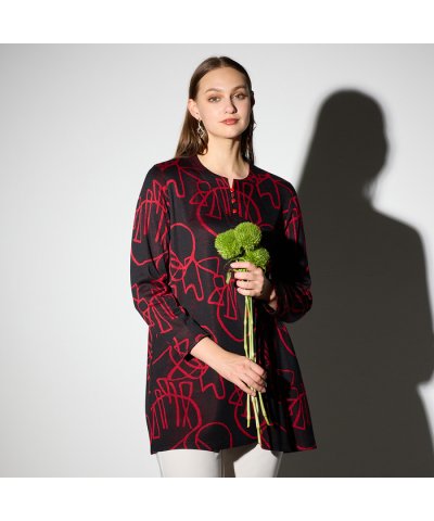 【M～４L】裏起毛ジャカードチュニック