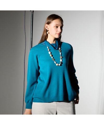 【L～４L・アンサンブル対応】シアーネックプルオーバーニット