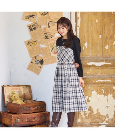 ローズティアラ RoseTiara チェック切替ドッキングワンピース