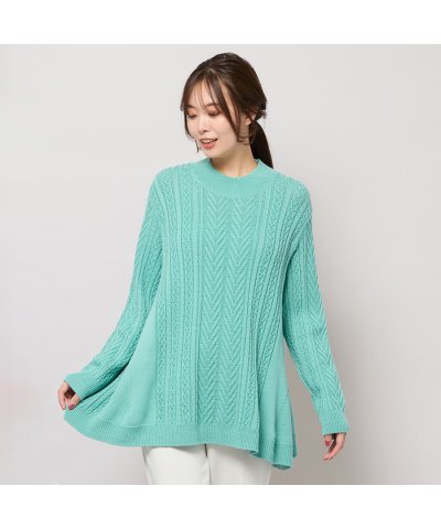 ピサーノ PISANO 【手洗いOK】ハイネック・フレアーシルエットニット