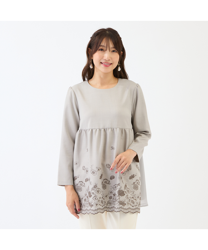 ローズティアラ RoseTiara チュール刺繍切替チュニック(506568636