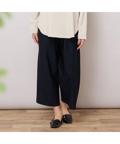 【手洗いOK】デニムプリント・裏起毛ワイドパンツ（追加生産分）